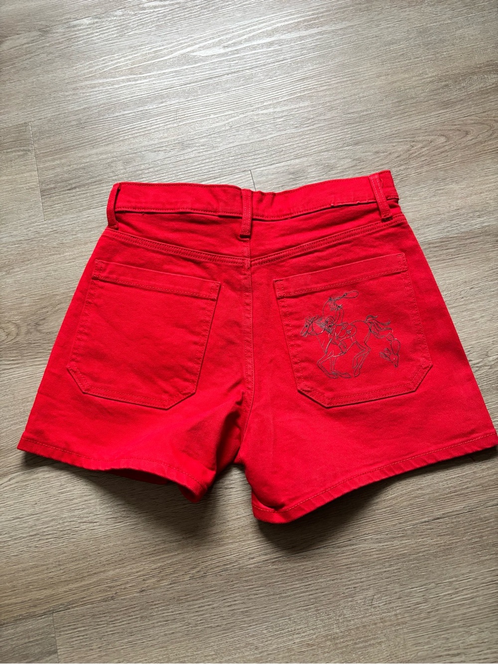Custom Revolver/Cowboy Red High-waisted Cotton Jean Shorts